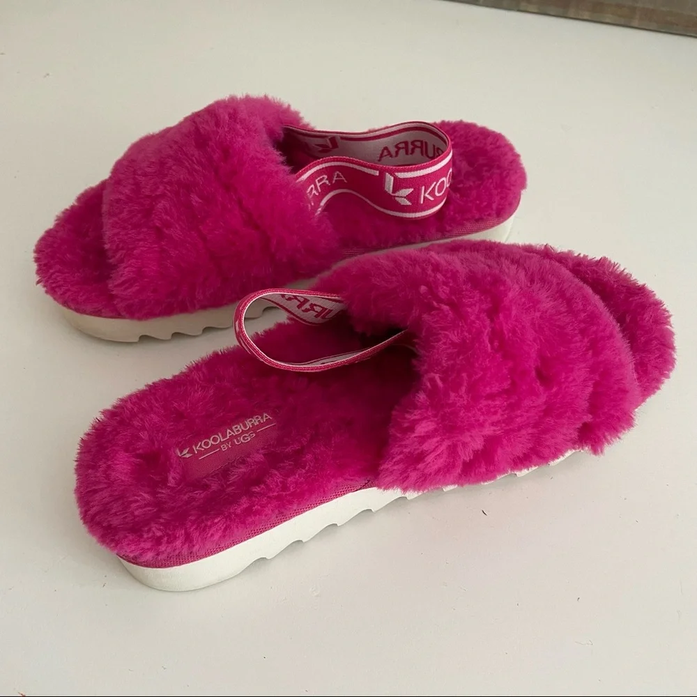 Koolaburra by UGG Kid's Backstrap Slide Sandals Fuzz'n Pink Size 12